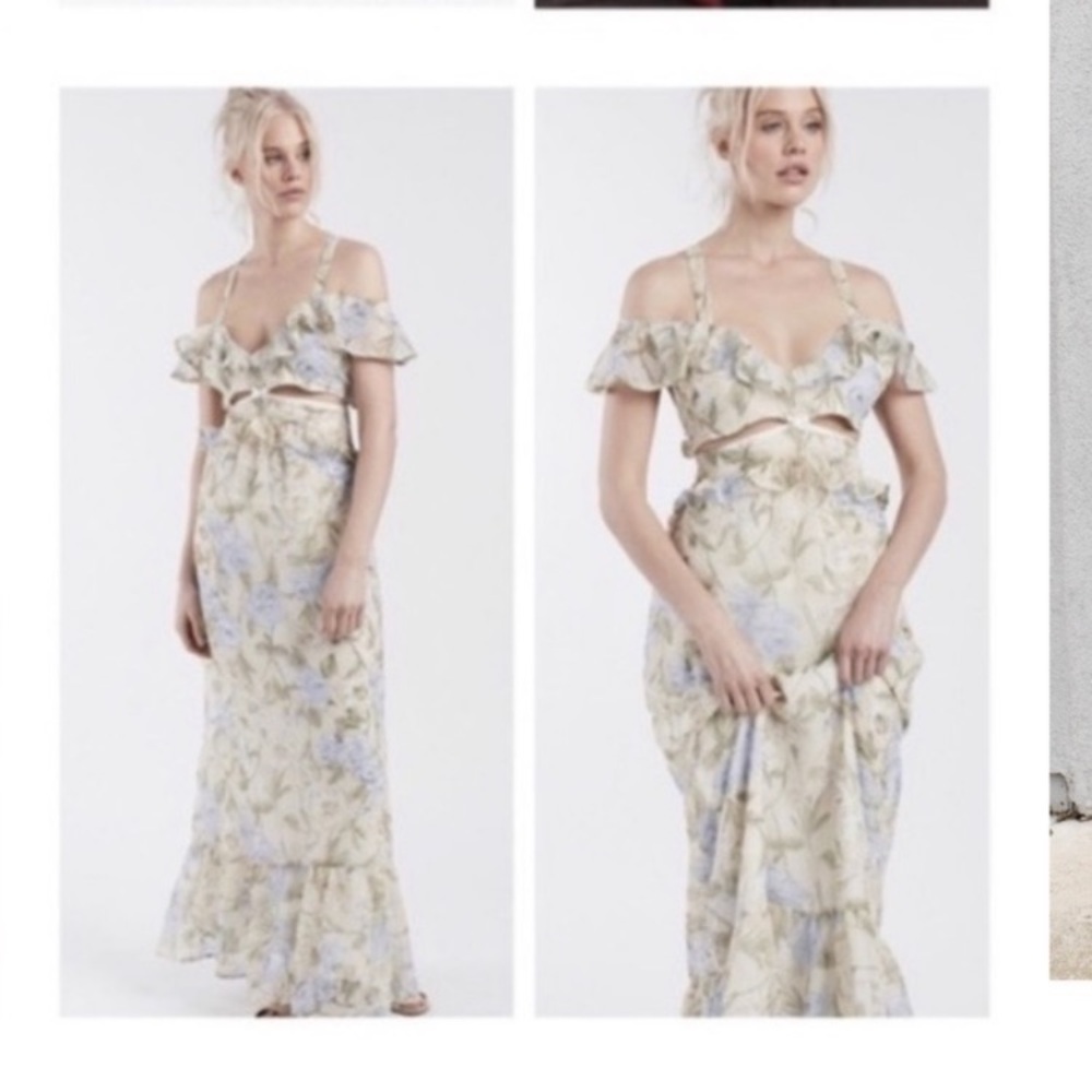 For Love and Lemons Free People Floral Off-Shoulder Maxi Dress S - Picture 9 of 13